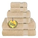 Cotton Paradise 6 Piece Towel Set, 100% Cotton Soft Absorbent Turkish Towels for Bathroom, 2 Bath Towels 2 Hand Towels 2 Washcloths, Beige Towel Set