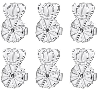 Kouley Earring Backs Lifters,3 Pairs Secure Earring Backs for Droopy Ears,Adjustable Hypoallergenic Earring Backs for Heavy(White)