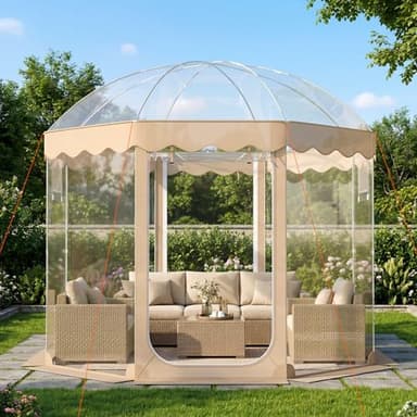 Tangkula Pop Up Bubble Tent, 10x10 Ft Oversize Weatherproof Clear Outdoor Dome Tent for 8-10 People with 2 Roll-Up Doors, Stakes, Wind Ropes, Sandbags, Carrying Bag for Winter Cold Protection