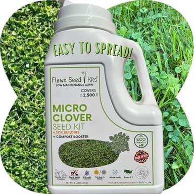Flawn Seed Kits Micro Clover Seed Kit, 2,500 SqFt, Easy Spread Shaker, Low Maintenance, Ground Cover, Kid & Pet Friendly