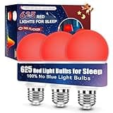 Neporal Red Light Bulbs for Sleep 9W, 100% Blue Light Blocking Red Night Light, 625nm Sleep Light for Melatonin Promoting, A19 60W Equivalent Dim Light Bulbs for Bedroom, Baby Nursery,3 Pack