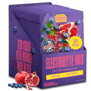 Dr. Price’s Electrolytes Hydration Powder Packets – Blueberry Pomegranate, 30 Packs | Sugar Free Electrolyte Drink Mix, 72+ Trace Minerals, Manganese | Keto, Vegan, Doctor-Formulated, Made in USA