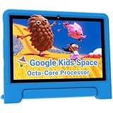 ApoloMedia Kids Tablet 10 inch, Upgraded Android 14 Tablet for Kids Ages 3-12, Octa-Core Tablets with Case, 64GB Storage(TF Expand 1TB), Pre-Installed Google Kids Space, Parental Control (Sea Blue)