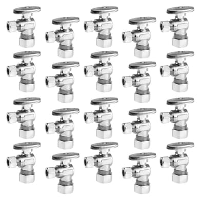 GUOFIS 20 Pack Angle Stop Valve,1/4 Turn Water Shut Off Valves,1/2" Nominal (5/8" OD) Compression Inlet x 3/8" OD Compression Outlet Shut-off Valve Plumbing(VALVE116-20Pack)