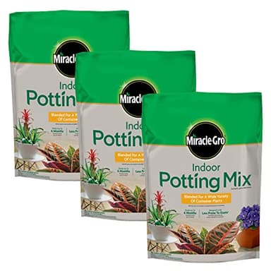 Miracle-Gro Indoor Potting Mix, Blended for a Variety of Houseplants, Feeds for up to 6 Months, 6 qt., 3-Pack