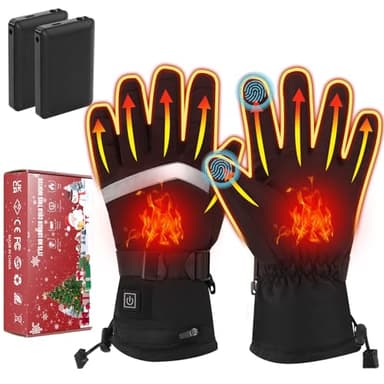 Heated Gloves for Men Women - 5V 5000mAh Rechargeable Heating Gloves 3 Heating Levels Electric Non-Slip Heated Gloves, Hand Warmer for Winter Skiing Motorcycle Cycling Camping (Black, L)