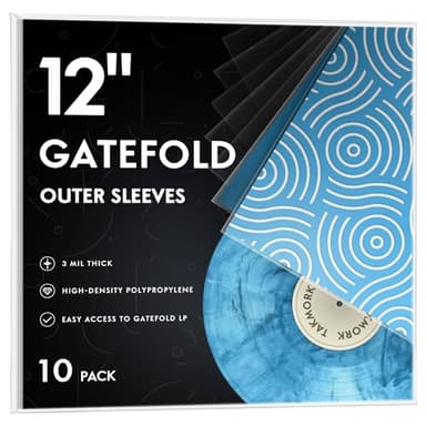 Gatefold Record Sleeves Albums Covers: 12 inch Vinyl Record Outer Sleeves 3 Mil Plastic Clear LP Protective Sleeves, 10pcs
