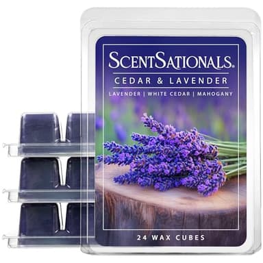Cedar and Lavender Scentsationals Wax Melts - Strong Scent Cubes - Long Lasting Scented for Warmer, 10oz (24-Cubes)