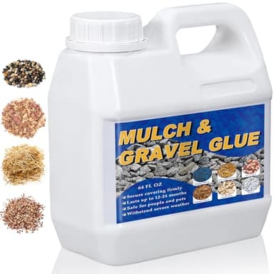 64OZ Mulch and Rock Glue for Landscaping, Fast Drying Lockdown Sticky Rock Glue, Reliable and Non-Toxic Gravel Binder for Rocks, and Pea Gravel, Lasts up to 12-24 Months