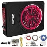 Znclces 2025 Upgraded 10" 1200W Slim Under Seat Powered Car Subwoofer, Car/Truck Audio Sub Built in Amplifier for Outstanding Heat Dissipation, Powerful Bass and Colorful LED Ambient Light