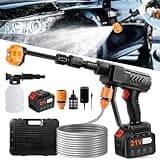 Pircaath Cordless Pressure Washer, 500PSI Portable Cordless Power Washer, 18000mAh Battery Powered Pressure Washer, 6-in-1 Nozzle High Pressure Washer Gun, Handheld Pressure Washer for Car,Home,Garden