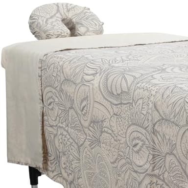 ForPro Premium Designer Microfiber 3-Piece Massage Sheet Set, Island Tranquility, Stain and Wrinkle-Resistant, Includes Massage Flat Sheet, Fitted Sheet and Face Rest Cover, Natural, 36" x 77" x 7"