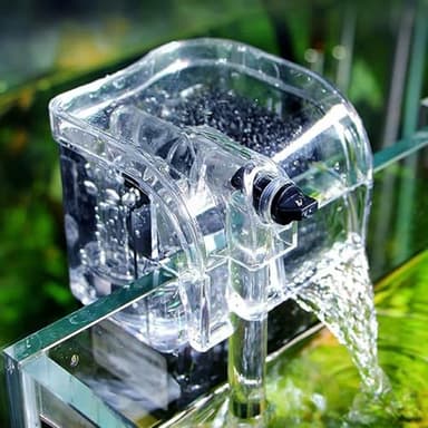 HSIFMATE Small Fish Tank Filter, Hang on Filter for 1-5 Gal Nano Aquarium, Ultra Quiet Power Filter with Aeration & Oil Skimmer, Adjustable Flow for Betta Shrimp Tank