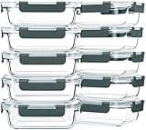 M MCIRCO 10-Pack,22 Oz Glass Meal Prep Containers,Glass Food Storage Containers with lids,Glass Lunch Containers,Microwave, Oven, Freezer and Dishwasher (Gray)