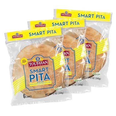 Toufayan Smart Pita Bread | 8g Protein per serving, Soft Hearth-Baked Pocket Pita | Freeze on Arrival | (3 Pack - 18 Pitas Total)
