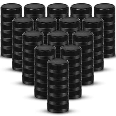100 Pcs Caps for Empty Juice Bottles, Tamper Seal Lids 38 mm Plastic Bottle Caps Container Lids Bottle Caps for Crafts DIY, 4, 8,12, 16, and 32 oz Container(Black)