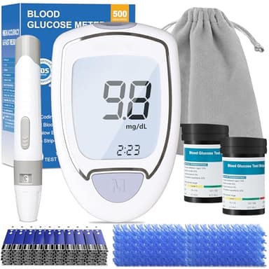 Blood Glucose Monitor, Glucometer Kit with 100 Strips and Lancets, Diabetic Testing Kit with Auto Eject, No Coding, Large Display for Seniors, Blood Sugar Testing Kit for Travel & Home Use