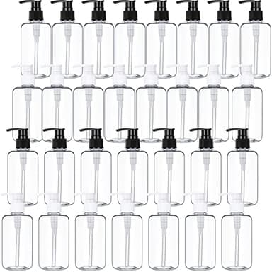 Eccliy 30 Pack 8 oz Clear Empty Lotion Bottles Plastic Pump Bottles Hand Dish Dispenser Round Containers Refillable Container Black White Pumping for Shampoo Conditioner Body Wash Cream Liquid Soap