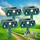4 Pack Upgraded Cat Repellent Outdoor Ultrasonic Control, Solar Animal Repellent Motion Detection with Waterproof, Deer Repellent Devices to Scare Rabbit Dog Skunk Squirrel Out of Yard Garden Farm