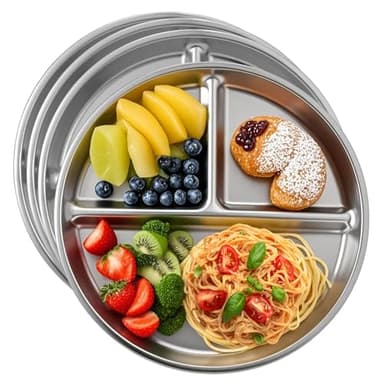 4pcs 304 Stainless Steel Kids Plates，9"Non-Toxic Circular Portion Control Plate，Suitable For Children To Use,Portion Plates For Weight Loss Adults，Reusable, Non-Toxic, Anti Drop, And Dishwasher Safe