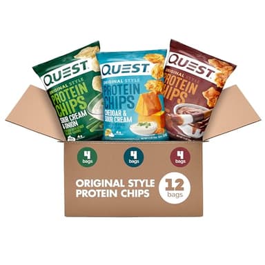 Quest Nutrition Protein Chips Variety Pack, BBQ, Cheddar & Sour Cream, Sour Cream & Onion, High Protein, Low Carb, 1.1 oz (Pack of 12)