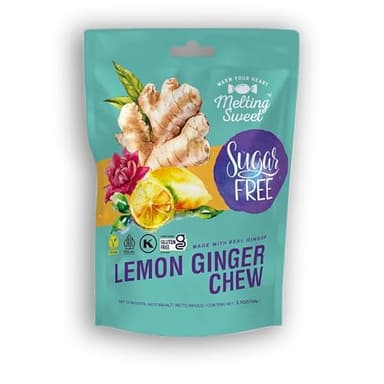 Melting Sweet SUGAR FREE Candy Lemon Ginger Chews (3.7 Ounces, Pack of 1)