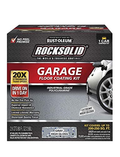 Rust-Oleum 60003 RockSolid Polycuramine Garage Floor Coating, 1 Car Kit, High Gloss Gray