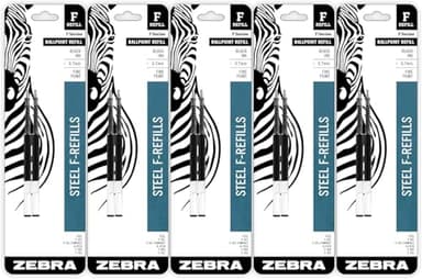 Zebra Pen Steel, F-Refill Ballpoint Ink Refills, 0.7mm Fine Point, Black Ink, Fits Zebra F-301, F-402, and F-701 Ballpoint Pens, Smooth Writing Performance, 10-Pack (500723