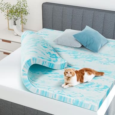 NEWBULIG Mattress Toppers Memory Foam Full, 2 Inch Thick Bed Topper Pad Cooling Gel Infused Soft Comfy Padding Breathable for Sleeper Sofa Couch RV Camper, CertiPUR-US Certified