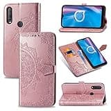 Ranyi for Jitterbug Smart3 Case, Mandala Flower Pattern, Flip Folio Magnetic Leather Wallet Case with Credit Card Holder, Kickstand Feature, Protection, Rose Gold