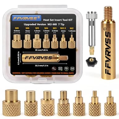 FFVRVSS 7x Soldering Tips/Heat Set Insert Tips - for Thread Inserts M2 M2.5 M3 M4 M5 M6 M8 Soldering Iron Adapter Compatible 900M/T18/FX-888D，More affordable Plastic 3D Printer Components Tool kit