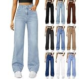 Baggy Jeans for Woman Elastic Waist Jeans for Women High Waist Cute Y2K Boyfriend Stretchy Jean Straight Leg Denim Pants Light Blue