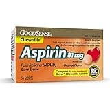 GoodSense Aspirin 81 mg Pain Reliever (NSAID) Chewable Tablets, Low Dose Aspirin, Orange Flavor