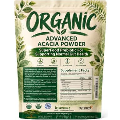 Organic Advanced Acacia Fiber Powder 40oz (2.5 lbs) - Soluble Fiber Leaky Gut Repair Powder. Natural Supplement for Gut Health, Regularity, Digestive Rejuvenation