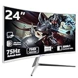 Sealan 24 inch Curved Gaming Monitor 75Hz Refresh Rate 16:9 Aspect Ratio Ergonomic Tilt & VESA Compatible - Home Office Sync FHD 1920x1080p Visual Experience for Work & Play