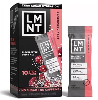 LMNTs Zero-Sugar Electrolytes Sports Drink - Raspberry Salt - 2.1oz/10ct