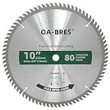 10-Inch Miter/Table Saw Blades, 80-Tooth ATB TCT Fine Finish Wood Cutting Circular Saw Blade with 5/8 Inch Arbor