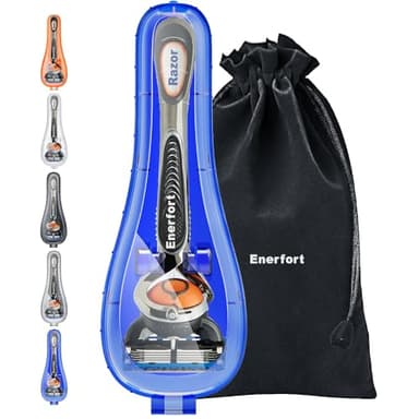 Enerfort Razor Case Compatible with Gillette Proglide Fusion Men's Razor, Manual Razor Travel Protector Case with Carrying Bag - Blue