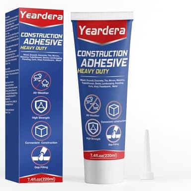 Yeardera Heavy Duty Construction Adhesive, 7.4 Ounce Cement Glue Squeeze Tube, Versatile Construction Glue for Tile, Floor, Stone, Wood, Wall & More, Pack of 1 (CZJS-001)