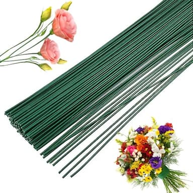 200 Pcs Floral Stem Wire,22 Gauge 16 Inch Floral Stems for Flower Arrangements DIY,Bouquent Stem Wrapping and Crafts,Dark Green