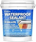 Liquid Waterproof Sealant Clear - 5 Gallon, Wadities Wall Bathroom Roof Water-Based Waterproof Coating, Invisible Repairing Leak Patch & Seal Liquid Rubber Sealant for Indoor and Outdoor