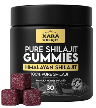 Xara Shilajit Pure Himalayan Shilajit Gummies for Men, Gummies 85+ Trace Minerals & Fulvic Acivd, No Added ssugar,Natural Energy & Vitality Support