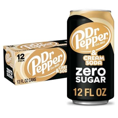 DR PEPPER and Cream Soda Zero Sugar, 12 fl oz cans, 12 pack