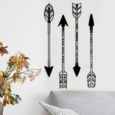 DUOOLN Metal Arrow Decor Native American Wall Art Farmhouse Rustic Style Wall Sign 4Pcs 17in Arrows Home Decor for Kitchen, Living Room, Indoor and Outdoor (4Pcs Black Arrow)