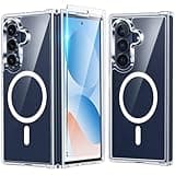 FNTCASE for Samsung Galaxy Z-Fold-7 Case: Magnetic Clear Military Grade Drop Protection Anti Yellowing Cell Phone Cover - Rugged Shockproof Protective Bumper Transparent Phonecase