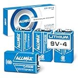 Allmax 9V Lithium Batteries (4 Count) – Longest Lasting, Leakproof, 10-Year Shelf Life, Ultimate Performance – Perfect for Smoke Detectors (9 Volt)