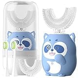 ELOTAME Kids Electric U Shaped Toothbrush Children Rechargeable Sonic Toothbrush with 4 Brush Heads Full Mouth 6 Cleaning Modes - (Age 8-15, Blue)