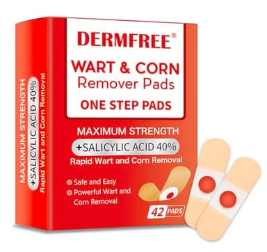 Wart Corn Remover Pads for Toes Feet, 42 Count 40% Salicylic Acid Extra Strength Bandages, Corn Callus Wart Remover Cushions Patches for Plantar Foot, Safe Effective Treatment Removal for Men Women
