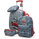 NAUTICA Kids Luggage - 18" Airline Approved Rolling Hardside Upright Carry-on Suitcase Set with Wheels (Shark Attack | 5pc Travel Set)