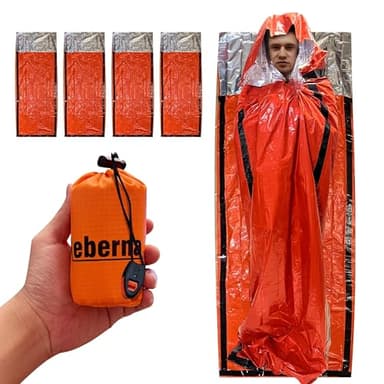 Emergency Bivy Sack Bivy Bag - Emergency Sleeping Bags 4 Pack Mylar Survival Sleeping Bag Emergency Bivvy Sack Waterproof Lightweight Foil Military Patriot Compact Gear Blanket Thermal Escape Camping